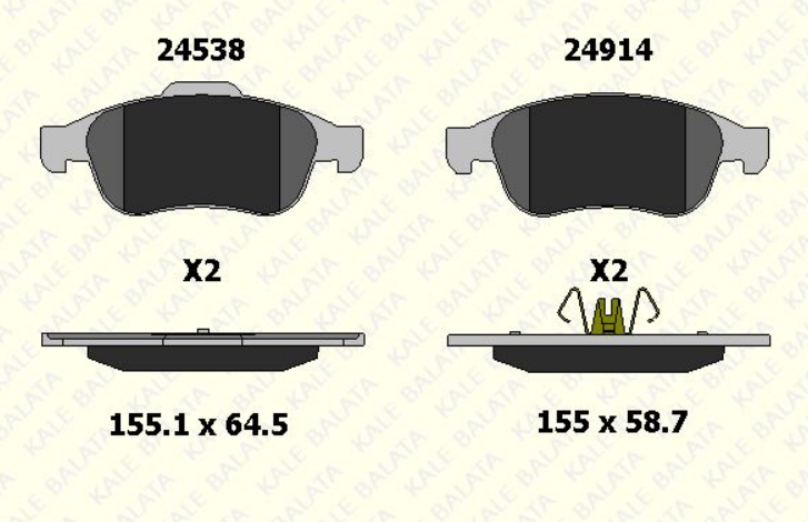 KALE 2491418005 | Renault Megane 3 2010-2015 Ön Fren Balata Takımı