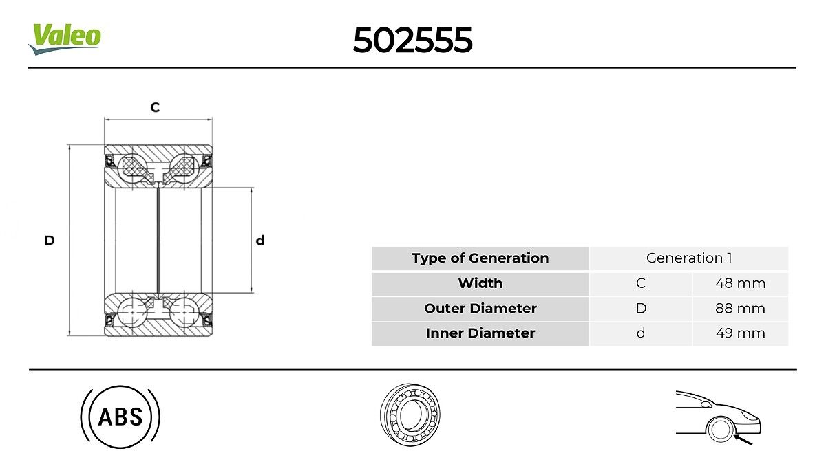 VALEO 502555 | Ön Teker Porya Rulmanı Amarok 10 >
