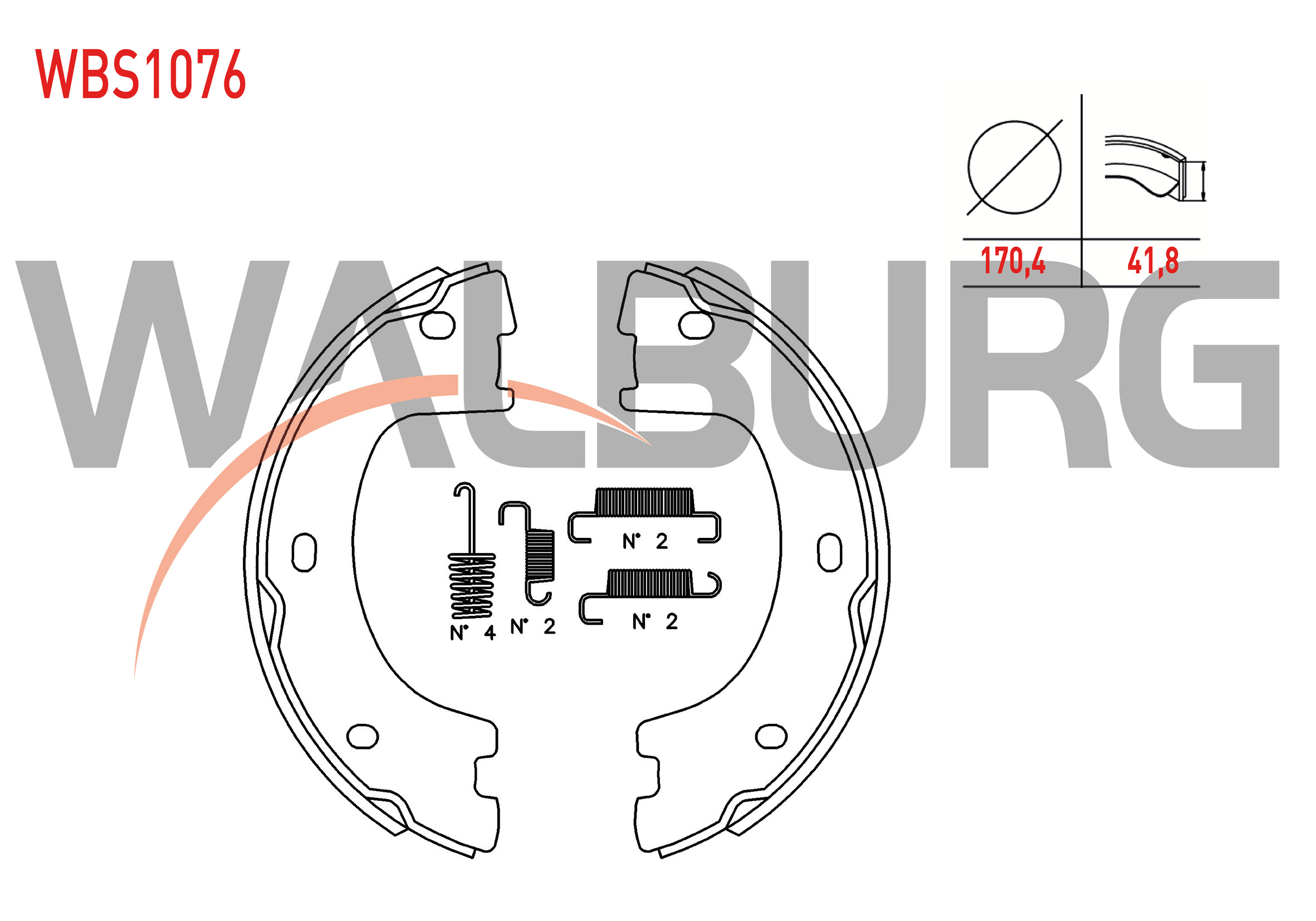 WALBURG WBS1076 | El Fren Balatası Aksesuarlı Mercedes Sprinter 5T (906) 515 CDI 170,4X41,8 mm 2006-2009 / Volkswagen Crafter 50 (2E) 2.0 TDI 2006-2016 / Volkswagen Crafter 50 (2E) 2.5 TDI 2006-2016