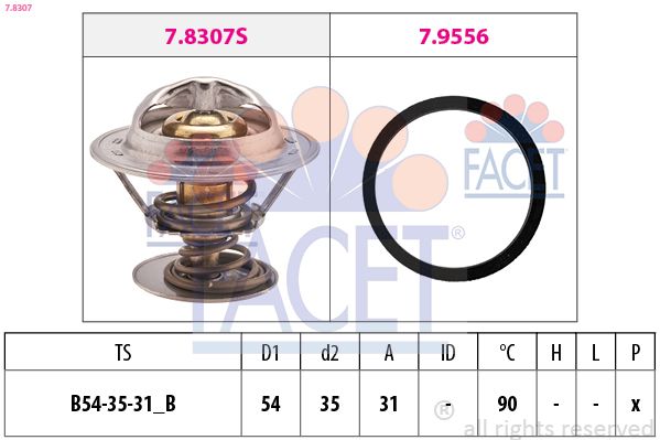 FACET 7.8307 | 90C Termostat (90°) Laguna 2.0 16V Safrane 2.0