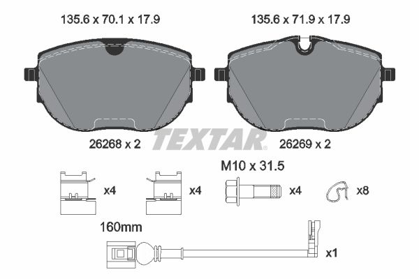 TEXTAR 2626801 | Fren Balatası Ön 179950