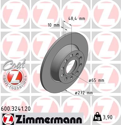 ZIMMERMANN 600.3241.20 | Fren Diski Arka Caddy-A1-A3-Golf VI,VII-Jetta | 2 Adet Takım