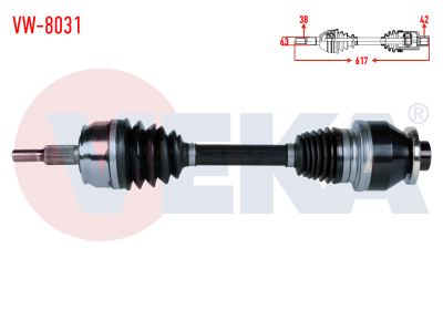 VEKA VW-8031 | Komple Aks Sol Ön Uzunluk 617mm Volkswagen Transporter T5 2.0 TDI M-T 2009-2015 / Transporter T6 2.0 TDI M-T 2015-2019