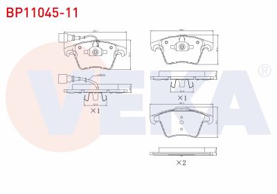 VEKA BP11045-11 | Fren Balata Ön Fişli Volkswagen Transporter V 1.9 TDI 2003-2011 / Transporter V 2.5 TDI 2003-2011 / Transporter VI 2.0 TDI 2009-/ Transporter VI 2.0 TDI Bıtdı 2009 -