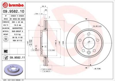 BREMBO 09.9582.11 | Fren Disk Takımı Arka Kaplamalı Volkswagen T5-T6 | 2 Adet Takım