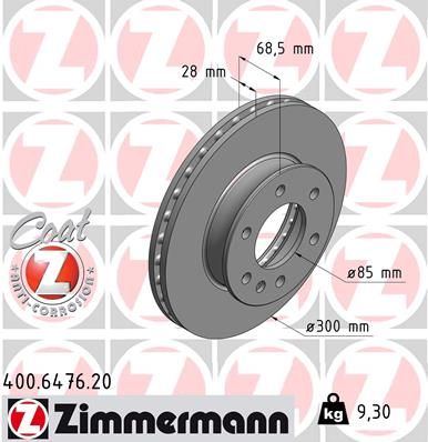 ZIMMERMANN 400.6476.20 | Fren Diski Ön Crafter 2.5 TDI 06 / 16 Sprinter 06 / 16 299.6X28x6dlxhavalı | 2 Adet Takım